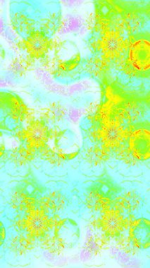 Raster illüstrasyonu. Eski usul. Kumaş, tekstil, duvar kağıdı baskısı için. Eskiz geçmişi. Renkli desenli eskiz deseni, yeşil ve nötr çiçekler ve dekoratif elementlerle.