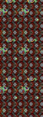 Raster illüstrasyonu. Çiçek buketleriyle klasik bir eskiz şekli. Kahverengi, kırmızı ve gri renklerde.