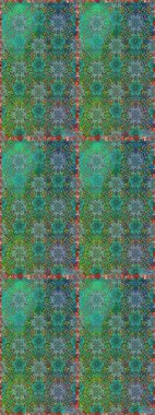 Çiçek. Kusursuz dekoratif arka plan, çiçek mandala. Raster illüstrasyonu. Yeşil ve mavi renklerde.