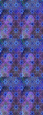 Çiçek izi. Suluboya çizim kalıbı. Suluboya tarzında mavi renkte çiçekler.