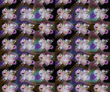 Çiçek ve yapraklı karalama şeklinde Raster çiçek deseni. Raster illüstrasyonu. Yumuşak, bahar çiçekleri kahverengi renklerde.