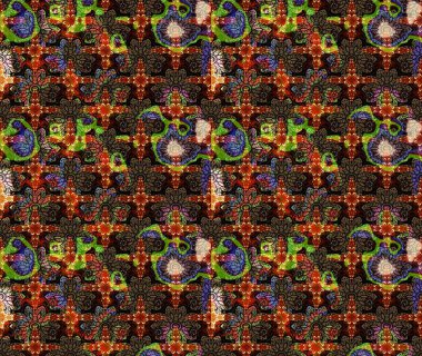 Raster illüstrasyonundaki çiçek desenli çizim. Kahverengi renkte çiçekler.