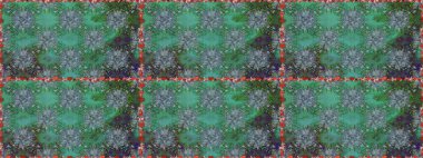Çiçek süsü ile kusursuz desen. Raster illüstrasyonu. Yeşil ve mavi renkte çiçekler.