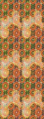 Paisleys zarif çiçek desenli dikişsiz arka plan duvar kâğıdı illüstrasyonuyla klasik stil, modern 3D çizgili sanat eseri altın ve turuncu desenli çiçek yaprakları ve süslemeleri..