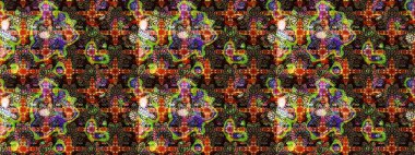 Kahverengi ve siyah renkler. El çizimi, soyut ve süslü elementler. Yaz çiçekleri teması. Suluboya resim taklit Raster çizimi. Klasik çiçekler..