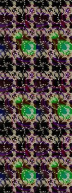 Raster illüstrasyonu. Çiçekli çiçek deseni, suluboya. Siyah renkli çiçekler. Renkli Bahar Teması eskiz kalıbı. Düz Çiçek Elementleri Tasarımı.