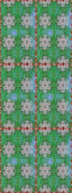 Düz Çiçek Elementleri Tasarımı. Raster Illustrasyon 'da moda olmayan çiçek deseni. Yeşil ve mavi renkte çiçekler. Renkli Yaz Temalı Kusursuz Arkaplan.