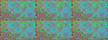 Yeşil ve mavi renkte çiçekler. Kusursuz çiçek deseni duvar kâğıdı olarak kullanılabilir. Raster illüstrasyonu.