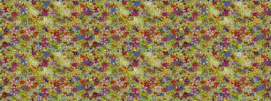 Çiçek ve yapraklı karalama şeklinde Raster çiçek deseni. Yumuşak, yeşil ve kahverengi renklerde bahar çiçekleri. Raster illüstrasyonu.