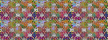 Raster illüstrasyonunda kusursuz çiçek deseni. Renkli Bahar Temalı Kusursuz Arkaplan. Düz Çiçek Elementleri Tasarımı. Gri renkli çiçekler.