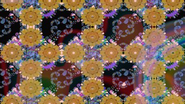 Kahverengi renkli çiçekler. Renkli Bahar Teması eskiz kalıbı. Düz Çiçek Elementleri Tasarımı. Çiçekle çizim deseni.