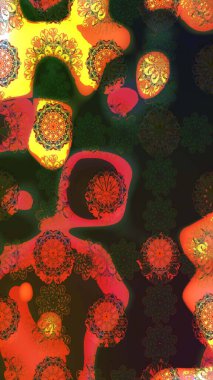 Tropik çiçek desenleri. Raster illüstrasyonu. Gri renkli çiçekler.