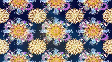 Raster 'ın taze dokusu. Yumuşak pamuk tasarımı. Klasik çiçek desenli. Yumuşak fayans. Paketleme, tekstil, duvar kağıdı için kusursuz çiçek arkaplanı.