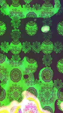 Çizim çiçek deseni duvar kâğıdı olarak kullanılabilir. Yeşil renkli çiçekler. Raster illüstrasyonu.