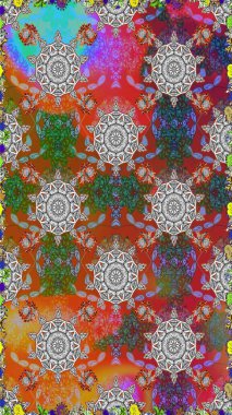 Raster illüstrasyonunda kusursuz çiçek deseni. Gri ve kahverengi renkte çiçekler.