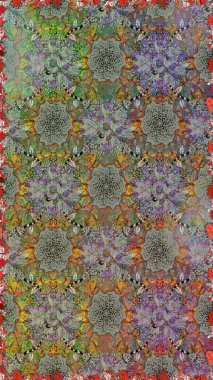 Gri ve kahverengi kıvırcık çiçekler gri ve kahverengi renklerde şekillenir. Klasik çiçek tasarımı elementleri. Raster illüstrasyonu.