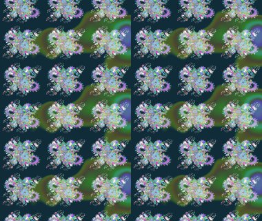 Çiçekli karalama şeklinde Raster çiçek deseni. Mavi renkli çiçekler. Yumuşak, bahar çiçekli arka plan.