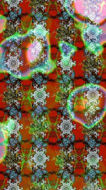 Kahverengi ve yeşil renkli çiçekler. Raster illüstrasyonu. Çiçek süslemeli çizim deseni.