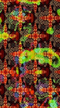 Şirin çiçekler. Çizgi çizimi kalıbı. Raster Moda kumaş deseni.