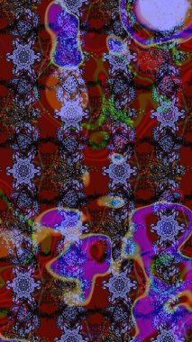 Tropik çiçek desenleri. Kahverengi ve kırmızı renkte çiçekler. Raster illüstrasyonu.