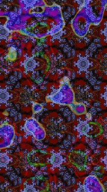 Çiçek duvar kağıdı. Kahverengi ve mor renklerde. Çizim kalıbı. Hint süsü. Renkli süs kenarı. Raster illüstrasyonu.