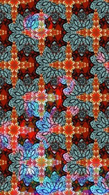 Yapraklı çiçekler ve rengarenk papatya çiçekleri. Eskiz arkaplan modeli. Raster - stok.