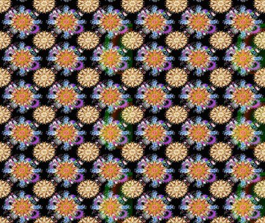 Kabile sanatı boho baskısı, klasik çiçek arkaplanı. Soyut etnik raster çizim kalıbı. Arkaplan dokusu, duvar kağıdı, siyah renkli çiçek teması.