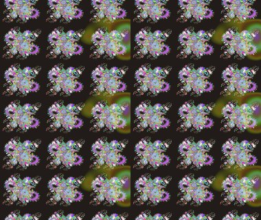 Raster Çiçek İllüstrasyonu güzel tekstil. Gri renkli etnik çiçeklerle zarif eskiz deseni.