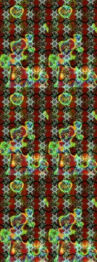 Yeşil, kahverengi ve kırmızı renkte çiçekler. Renkli Bahar Teması eskiz kalıbı. Sevimli çiçek raster deseni. Düz Çiçek Elementleri Tasarımı.