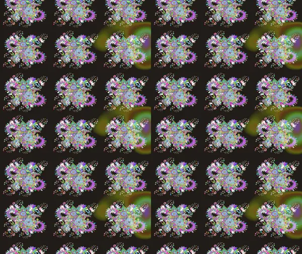 Raster Çiçek İllüstrasyonu güzel tekstil. Gri renkli etnik çiçeklerle zarif eskiz deseni.