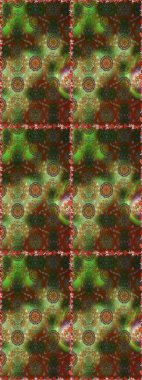 Raster illüstrasyonunda kusursuz çiçek deseni. Kahverengi ve yeşil renkte çiçekler.