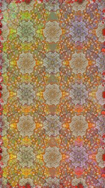 Kahverengi ve bej renklerde bahar çiçekleri. Çiçekli, pürüzsüz bir desen. Raster çiçekleri klasik tarzda çizilmiş. Raster illüstrasyonu.