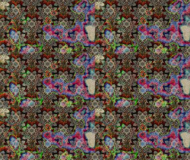 Raster illüstrasyonu. Gri renklerde bahar çiçekleri. Çiçek ve yapraklı karalama şeklinde Raster çiçek deseni.