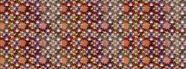 El çizimi çiçek çizimi deseni (fayans). Şirin çiçekli, desenli, kahverengi renkli bir eskiz deseni. Tekstil için suluboya çizim deseni.