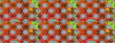 Raster Çiçek İllüstrasyonu güzel tekstil. Kahverengi ve gri renklerde etnik çiçeklerle kusursuz bir desen..