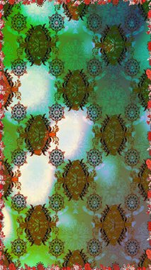 Yeşil ve kahverengi renkli çiçekler. Nazik, narin çiçek arkaplanı. Raster çiçek desenli ve çiçekli..