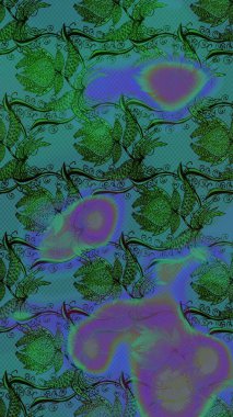 Şirin çiçekler. Çizgi çizimi kalıbı. Raster Moda kumaş deseni.