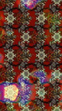 Kahverengi ve kırmızı renkte çiçekler. Elle çizilmiş sonbahar çiçeği deseni. Doodle tarzı. Tekstil ve kapak tasarımı için mükemmel. Renkli kahverengi ve kırmızı çizim deseni.