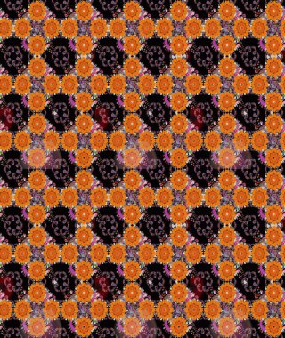 Küçük çiçekteki sevimli çiçek deseni. Birçok turuncu çiçekli tropikal eskiz deseni. Varicoloorange Raster çizimi.