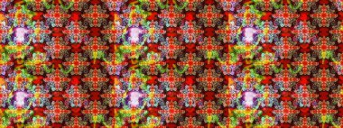 Çiçeksel elementlerle süslenmiş zarif raster dokusu. Parlak çiçekli kırmızı ve kahverengi renkler üzerine soyut çizim deseni. Küçük çiçekte şirin bir çiçek deseni var..