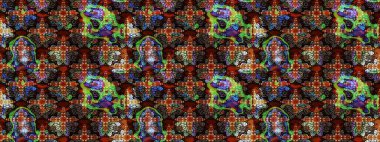 Düz Çiçek Elementleri Tasarımı. Renkli Yaz Temalı eskiz kalıbı. Kahverengi ve siyah renkli çiçekler. Çiçekli retro deseni çiz.