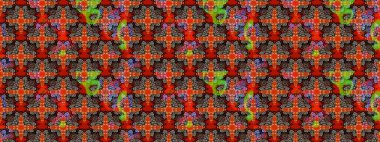 Kırmızı ve kahverengi renkte çiçekler. Tatil havası. Bahar mevsimi. Nazik romantik baskı. Raster güzel bir çiçek deseni çiziyor..