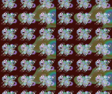 Raster. Düz Çiçek Elementleri Tasarımı. Renkli Bahar Teması çizim şablonu.