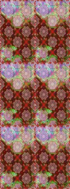 Kahverengi ve nötr renklerde çiçekler. Renkli Bahar Temalı Kusursuz Arkaplan. Kusursuz çiçek deseni. Asya tekstil tarzında. Düz Çiçek Elementleri Tasarımı. Raster illüstrasyonu.