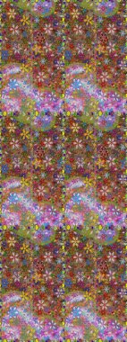 Düz Çiçek Elementleri Tasarımı. Raster illüstrasyonu. Karalama çiçeği. Zentangle soyut çiçekleri. Renkli Bahar Temalı Kusursuz Arkaplan. Şirin kumaş deseni.