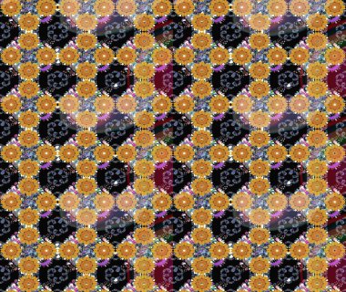 Şirin çiçekli eskiz deseni ve siyah renkli yapraklar, suluboya çiçek deseni, duvar kağıdı, kart veya kumaş için fayanslı. Raster illüstrasyonu.