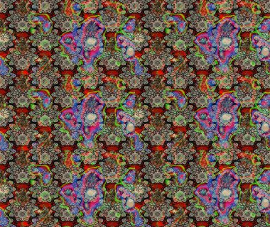 Tarafsız renklerde çiçekler. Robot resim. Raster illüstrasyonu. Şirin çiçek elementleri..