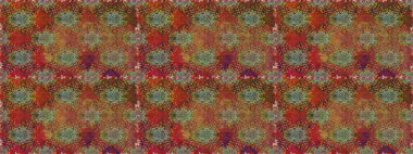 Tekstil tasarımı için kırmızı ve kahverengi renkli geleneksel halk çiçekleri buketi. Çiçeksiz desenli nakış işlemeli gelincikler ve vadi zambaklarıyla.