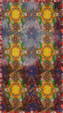 Çiçek desenli eskiz. Kahverengi renkli çiçekler. Tişört baskısı için çiçek boyama rasteriName.