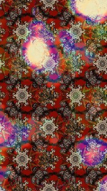 Raster illüstrasyonundaki çiçek desenli çizim. Düz Çiçek Elementleri Tasarımı. Kahverengi renkli çiçekler. Renkli Bahar Teması çizim şablonu.